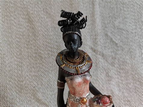 Vintage African Woman Statue With Child Standing African Etsy