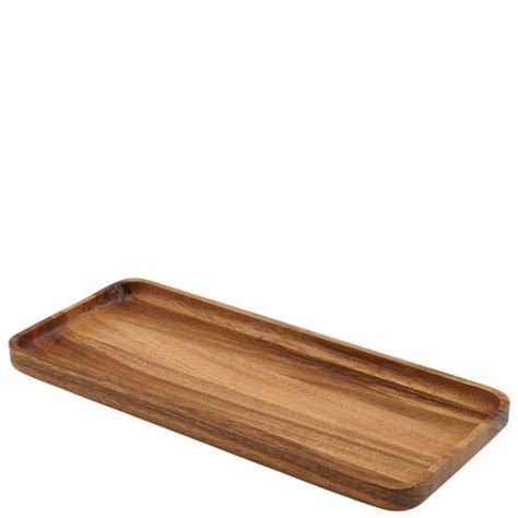 Genware Wrt3013 Acacia Wood Rectangular Serving Tray 30x13cm