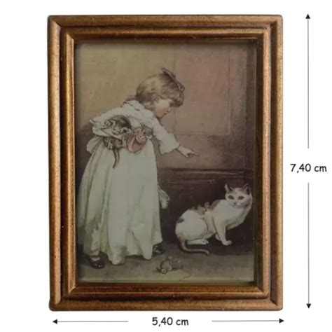 Tableau Petite Fille Et Chats Miniature Miniaputiens