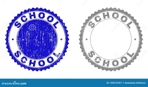 Grunge School Textured Stamp Seals Stock Vector Illustration Of