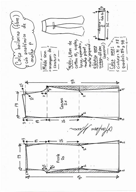 Calça Bailarina ou flare Cós Largo para malha de média e alta