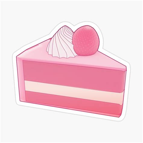 Strawberry Cake Slice Illustration Cute Kawaii | Stickers, Cake slice ...