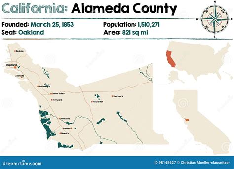 California: Alameda County Map Vector Illustration | CartoonDealer.com #89456164