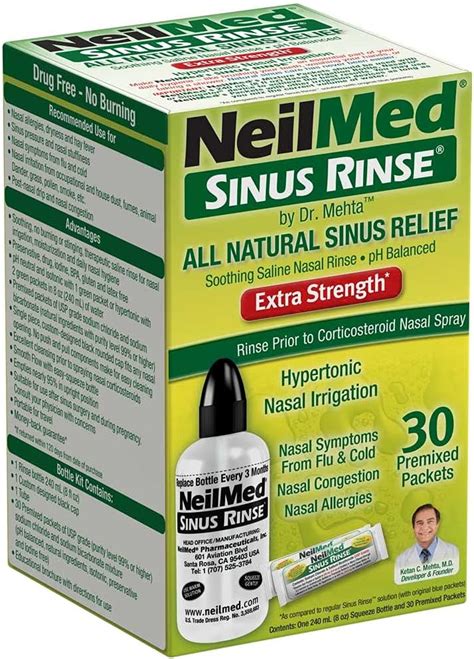 Amazon NeilMed Sinus Rinse Extra Strength Hypertonic Kit With 30