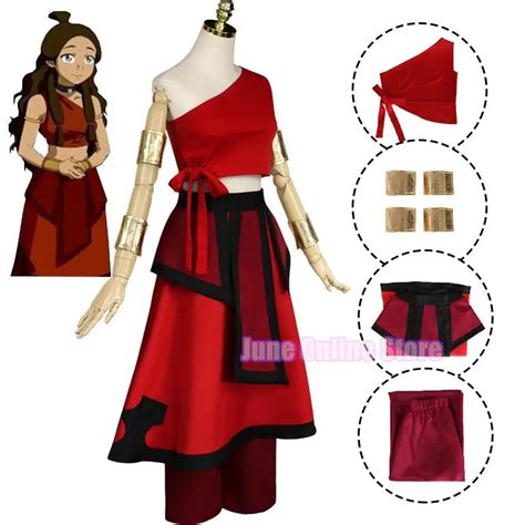 Anime Avatar The Last Airdoblador Cosplay Katara Fire Nation Disfraz De