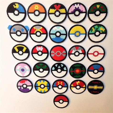 Perler Pokeball Set Pokemon Bead Perler Bead Art Diy Perler Beads