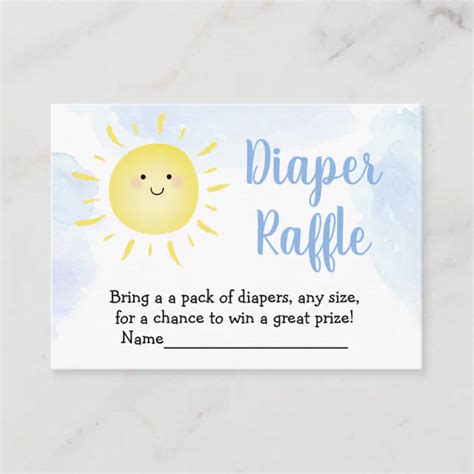 Sunshine Clouds Blue Baby Shower Diaper Raffle Enclosure Card Zazzle