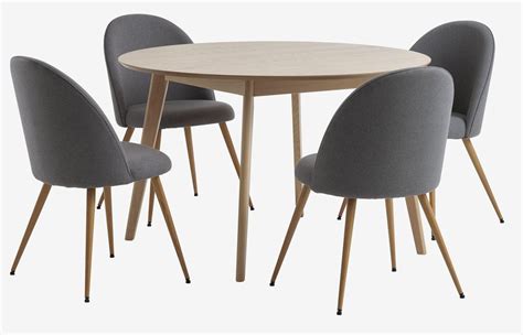 Kalby D Table Oak Kokkedal Chairs Grey Oak Jysk