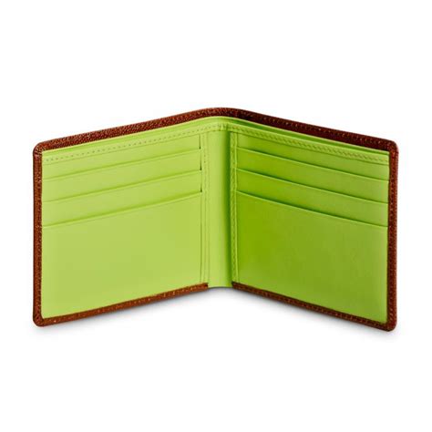 Dalvey Slim Leather Wallet - Brown Caviar & Green