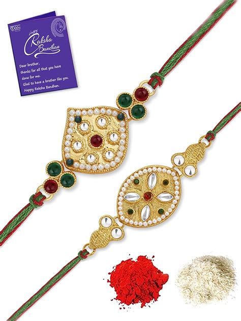 Sukkhi Rakhi Stylish Kundan Rakhi Combo Designer Gold Plated Premium