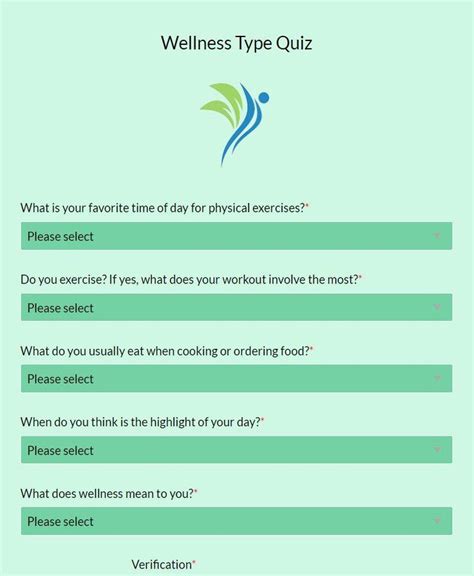 Free Wellness Type Quiz Template Formbuilder