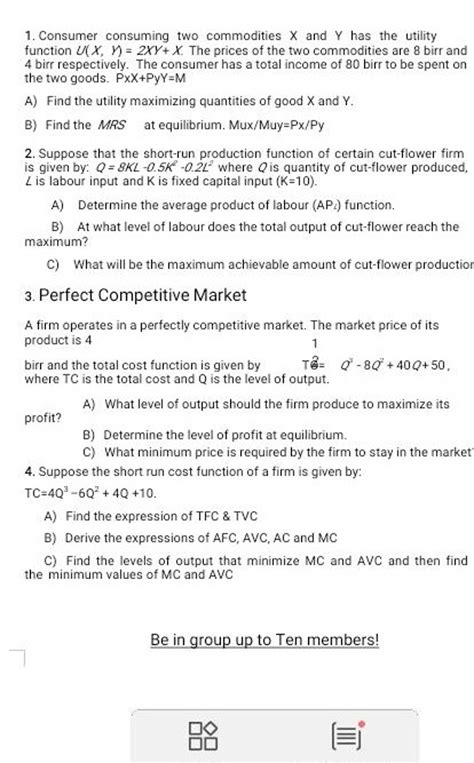 Consumer Consuming Two Commodities X And Y Has The Utility Function U