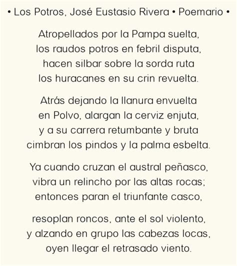 Los Potros Jos Eustasio Rivera Poema Original