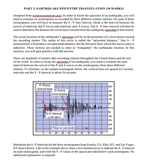 Part 2 Earthquake Epicentre Triangulation 30 Marks