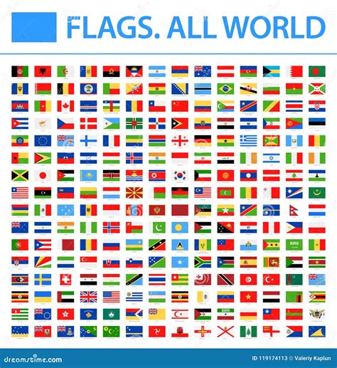 world flags vector rectangle flat icons stock illustration