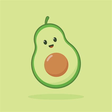 Cute Avocado Cartoon Flat Illustration Of Fresh Avocado Fruit