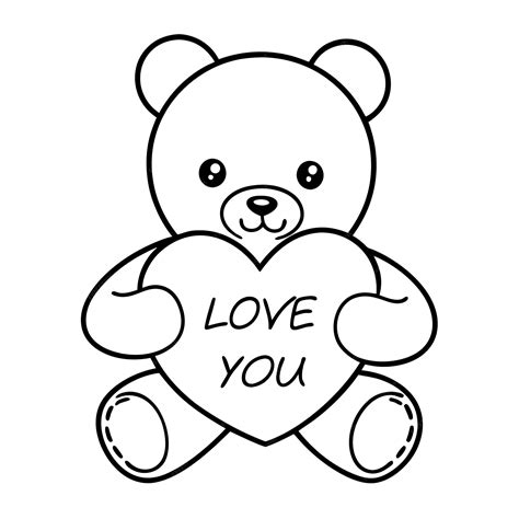 Premium Vector A Black And White Drawing Of A Teddy Bear Holding A