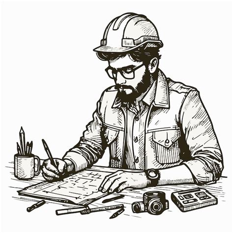 Premium Vector Vector Illustration Of Busy Civil Engineer