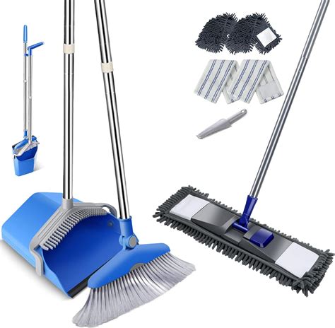 Amazon Masthome Broom With Dustpan And Flat Mop Upright Stand