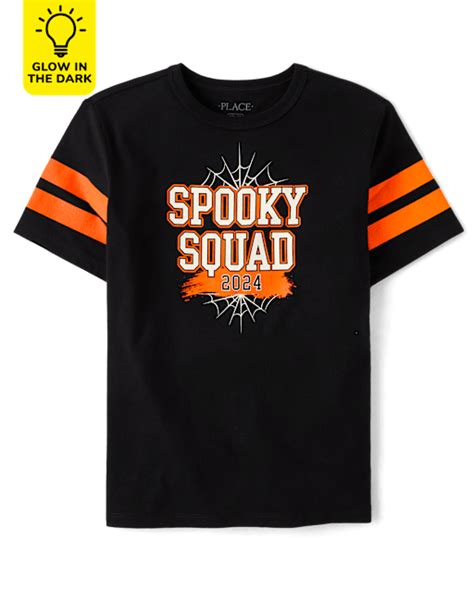 Unisex Kids Matching Family Glow In The Dark Halloween Short Sleeve Spooky Squad 2024 Graphic ...