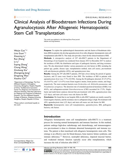 Pdf Clinical Analysis Of Bloodstream Infections During