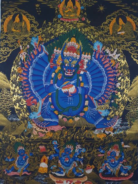 Yamantaka Hand Painted Tibetan Thangka From Nepal Thangka Manjushri Art