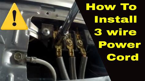 How To Install 3 Wire Power Cord On Dryer YouTube