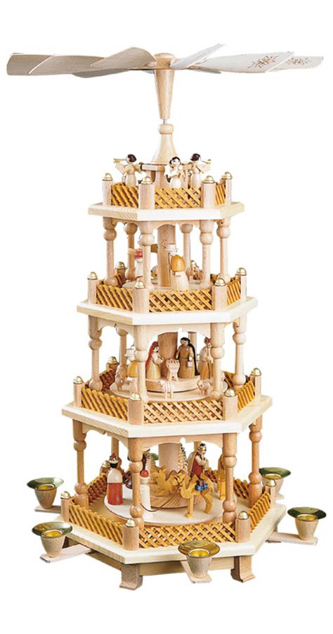 German Christmas Pyramid Nativity Scene 3 Tier Height 54 Cm 21 Inch