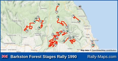 Streckenverlauf Barkston Forest Stages Rally 1990 ANCRO