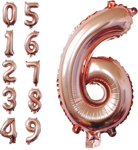 40 Inch Rose Gold Jumbo Digital 6 Number Balloons Huge