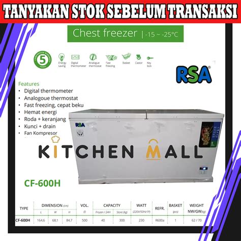 Jual Rsa Cf H Chest Freezer Liter Original Garansi Box