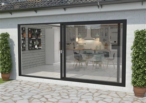 Mm Black Aluminium Sliding Doors Lh Sliding Rh Fixed Bifold Doors