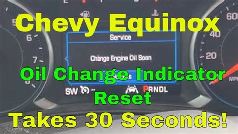 Chevrolet Chevy Equinox Oil Change Notification Reset Youtube