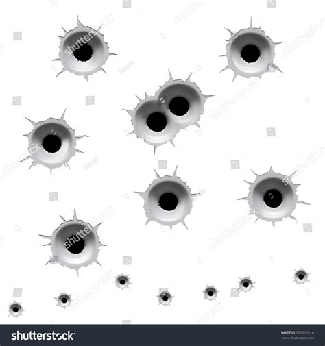 Bullet Holes Set Metal Isolated On Stock Vector Royalty Free