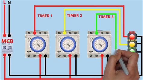 Single Phase Traffic Light Control Wiring Diagram With A Timer Youtube