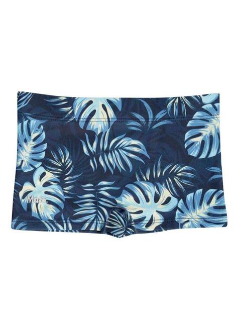 Sunga Boxer Estampada Folhas Infantil Azul Marinho Mash