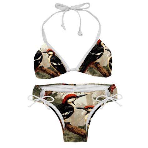 Woodpecker Detachable Sponge Adjustable Strap Bikini Set Two Pack