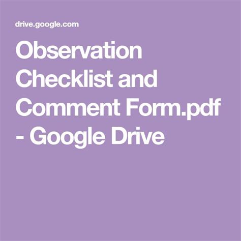 The Words Observation Checklist And Comment Form Google Drive Are In