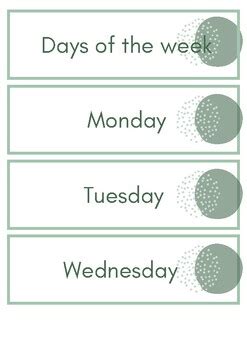 days   week green circle  bec teaching primary tpt