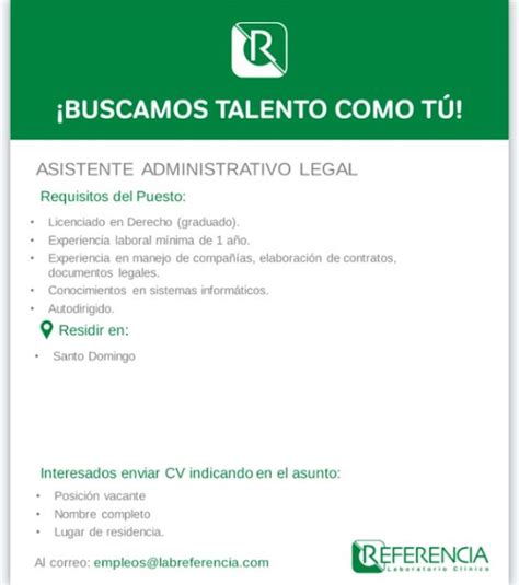 Asistente Administrativo Legal Sd Empleos Ryp