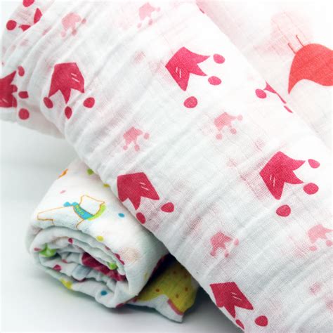 Non Fluorescent Cotton Muslin Baby Swaddle Blanket Custom Printed