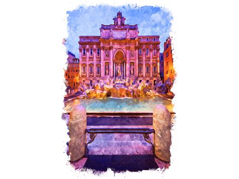 Trevi Fountain Watercolor View Graphic by Poster Boutique · Creative ...