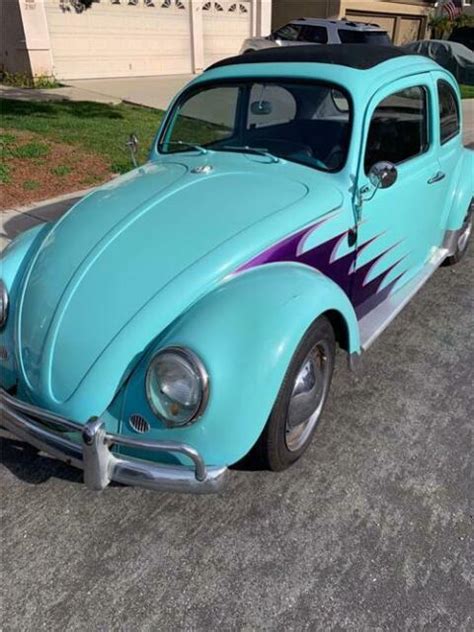 1961 Teal Blue Rag Top Volkswagen Beetle Bug VW 61 Classic For Sale