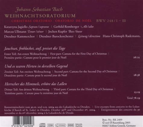 Christmas Oratorio Bwv 248 Cantata Dresdner Kammerchor Und