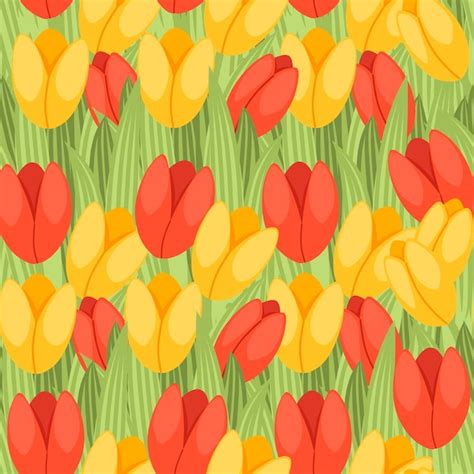 Patr N Sin Costuras Primavera Tulip N Rojo Y Amarillo Patr N De Flor