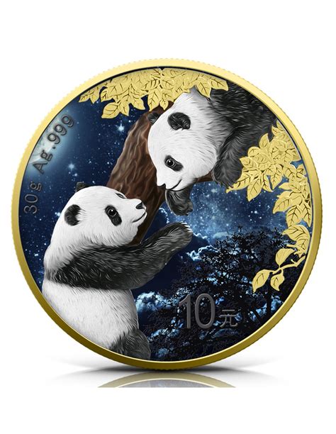 Panda Moon Night Edition G Moneda Plata Resplandor En La Oscurida