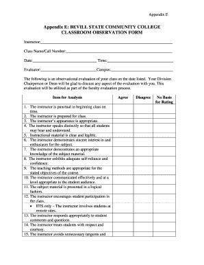 Fillable Online Bscc Classroom Observation Form Traditional And Iits