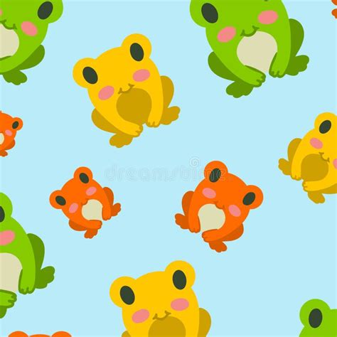 Concept Of Pattern With Different Frogs Frogs On Colored Background