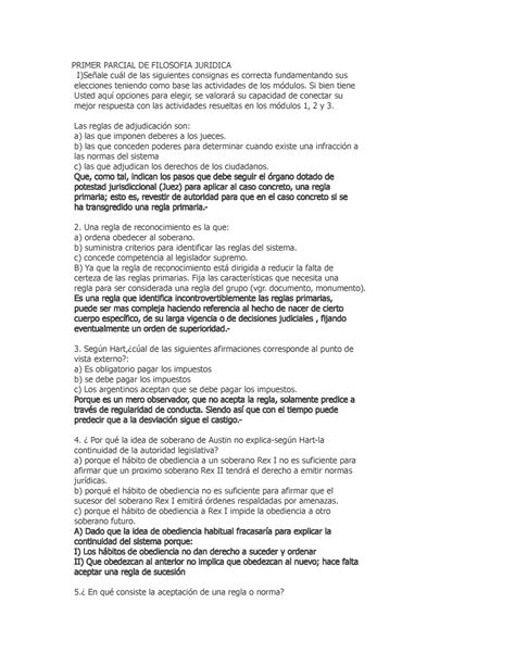 Primer Y Segundo Parcial De Filosofia Juridica Primer Parcial De