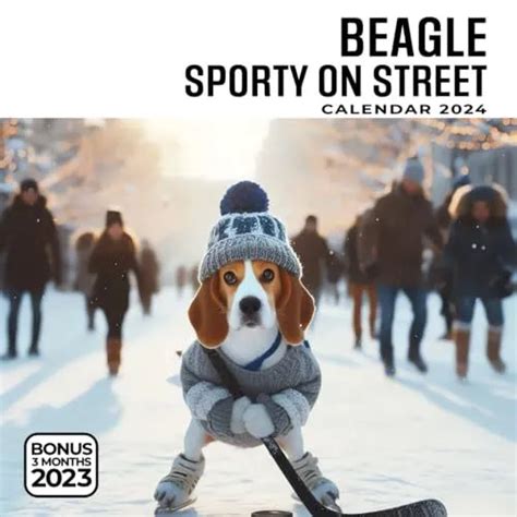 Beagle Sporty On Street Calendar 2024 Jan 2024 To Dec 2024 Bonus 3